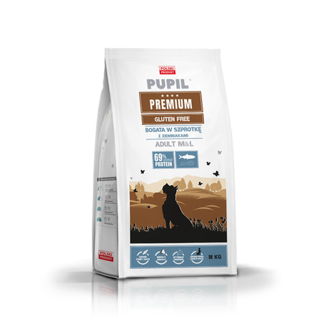 Karma sucha dla psa PUPIL Premium M&L bogata w szprotkę z ziemniakami 12 kg