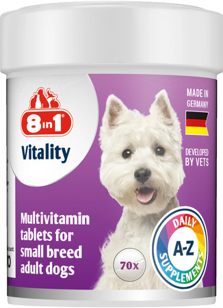 8in1 Vitality Multiwitaminy dla psów małych ras - 70tb