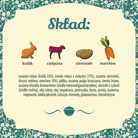 Karma sucha dla psa FOLK Junior ML Delikatny posiłek dla malucha z królikiem, cielęciną i marchewką 10 kg