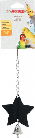 Zolux Lusterko gwiazda z dzwoneczkiem na łańcuszku do klatki dla ptaków