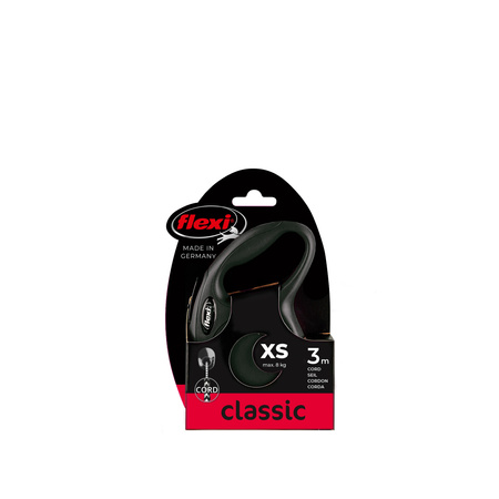 FLEXI Smycz automatyczna dla psa NEW CLASSIC linka XS 3m czarna
