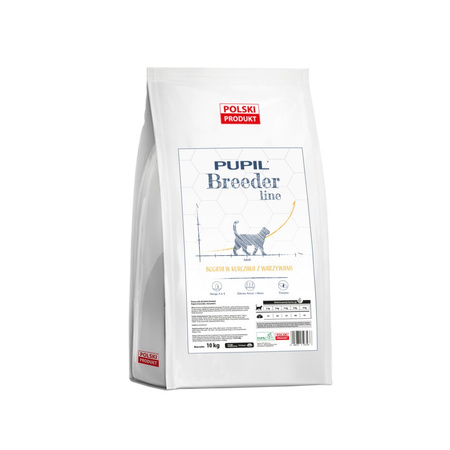 Karma sucha dla kota PUPIL Breeder Line ADULT bogata w kurczaka z warzywami 10 kg