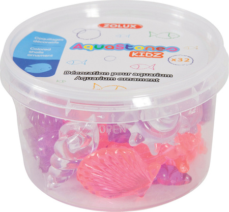 Zolux Ozdoba do akwarium zestaw kolorowych muszelek 32 szt.