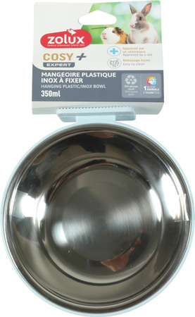 ZOLUX Karmnik dla królika i kawii do mocowania plastik/inox COSY 350ml nieb