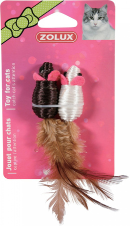 Zolux Zabawka dla kota, 2 myszy z piórkami 5 cm