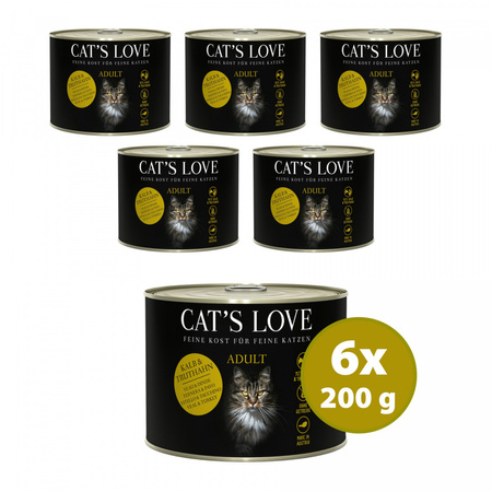 CAT'S LOVE Mix Kalb & Truhahn - cielęcina i indyk z olejem lnianym i kocimiętką 200g