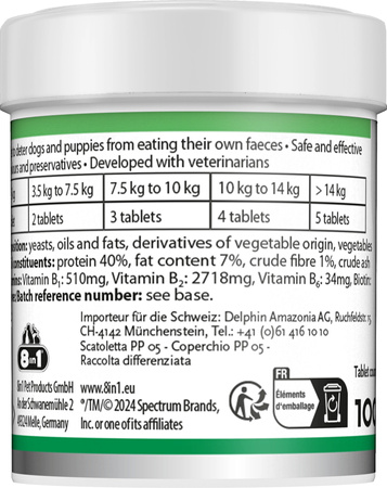 8in1 Vitality tabletki Deter dla psów przeciw koprofagii 100tb.