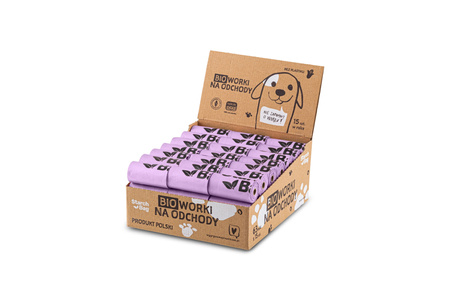 STARCHBAG Kompostowalne BIOworki na odchody 63 rolki x 15szt, kol. liliowy