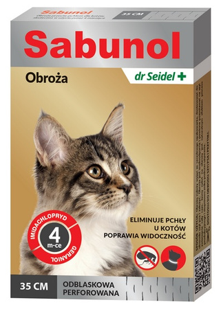 Sabunol Obroża przeciw pchłom dla kota odblaskowa 35cm