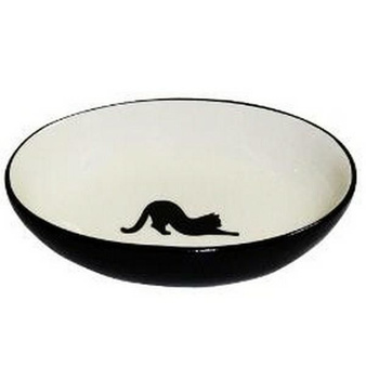YARRO MISKA CERAMICZNA OWALNA "CZARNY     KOT" CZARNA 15,5x11x4cm