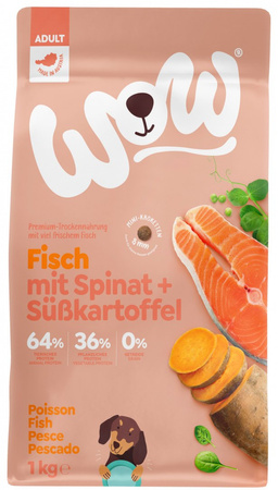 WOW MINI Fisch - ryba ze szpinakiem i batatami dla dorosłych psów małych ras (1 kg)