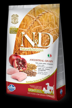 Farmina N&D Low Grain CHICKEN&POMEGRANATE LIGHT mini&medium 2,5kg