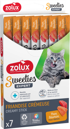 ZOLUX Przysmak kremowy dla kota SWEETIES z tuńczykiem i łososiem 14g x7