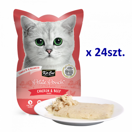 KIT CAT PETITE POUCH CHICKEN & BEEF 70g x 24 szt
