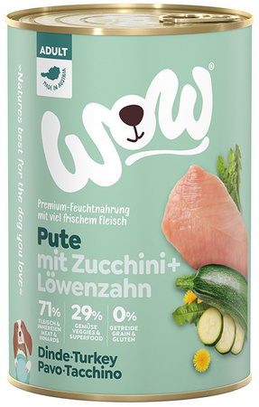 WOW Pute - indyk z cukinią i mniszkiem lekarskim 400g