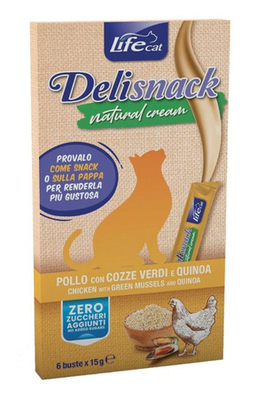 LIFE CAT DELI SNACK NATURAL CREAM 6x15g CHICKEN /12