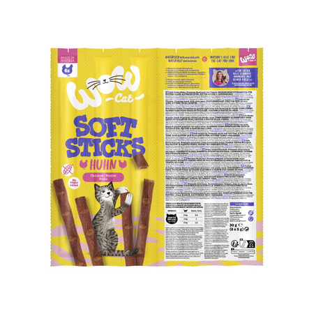 WOW CAT Soft Sticks Huhn - miękkie przysmaki z kurczakiem dla kota (6x5g)