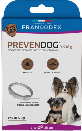 FRANCODEX PL Obroża na kleszcze PREVENDOG 35 cm dla psów do 5 kg - 1 szt