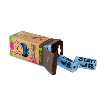 STARCHBAG Kompostowalne BIOworki na odchody 8 rolek x 15szt, kol. błękit